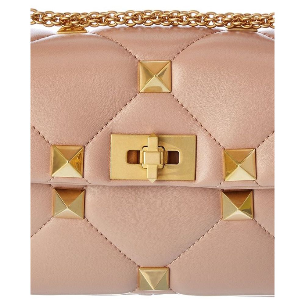 Valentino Roman Stud Medium Leather Shoulder Bag, Pink - Picture 3 of 5